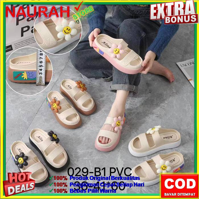 SANDAL SLOP WANITA ALINA 029 B1 SENDAL VIRAL BAIM 100% ORIGINAL KUALITAS IMPORT JELLY PVC RUBBER ANTI SLIP NYAMAN EMPUK LUCU TERBARU TERMURAH