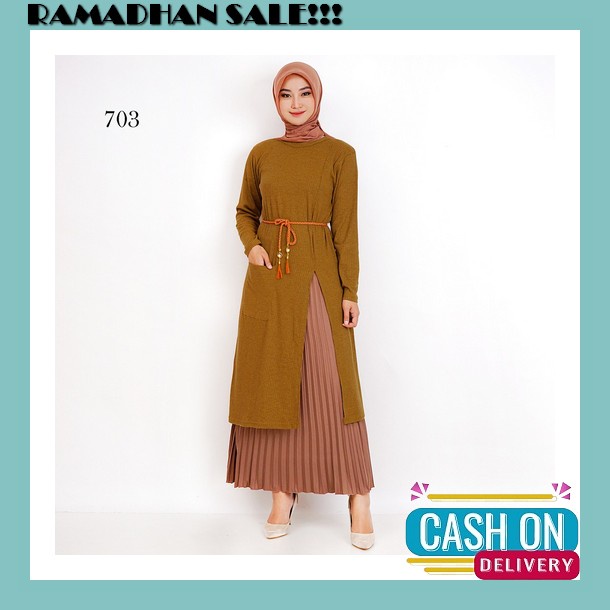 Baju Wanita Model Long Tunik Terbaru 2023 Shella Tunik Bahan Crinkle Pakaian Muslim Wanita Kekinian 