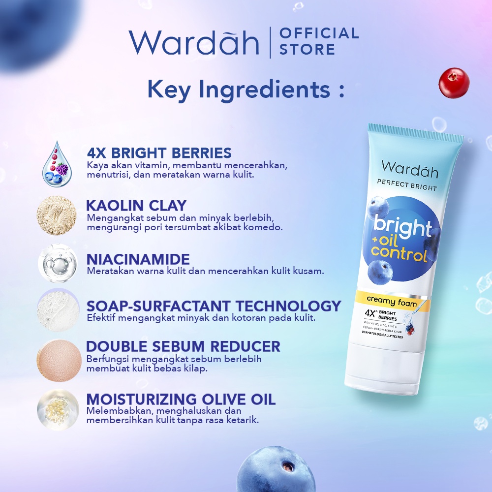 Wardah Perfect Bright Creamy Foam Brightening + Oil Control