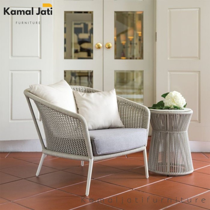 kursi teras anyaman tali rope modern, kursi sofa teras, kursi santai
