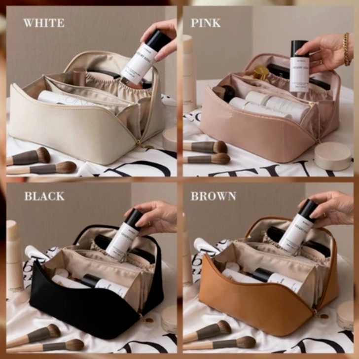 【COD】 Pouch Makeup Lipat/Tas Make Up Travel/Tas Make Up Traveling / Make Up Pouch/Tas Kosmetik Sekat