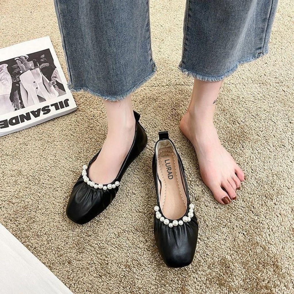 Flat Shoes Wanita Premium Kekinian Sepatu Cewek Slip On Ballerina Sekolah Cewek Original Sepatu Flat Pelajar Bahan Ringan Casual Modis