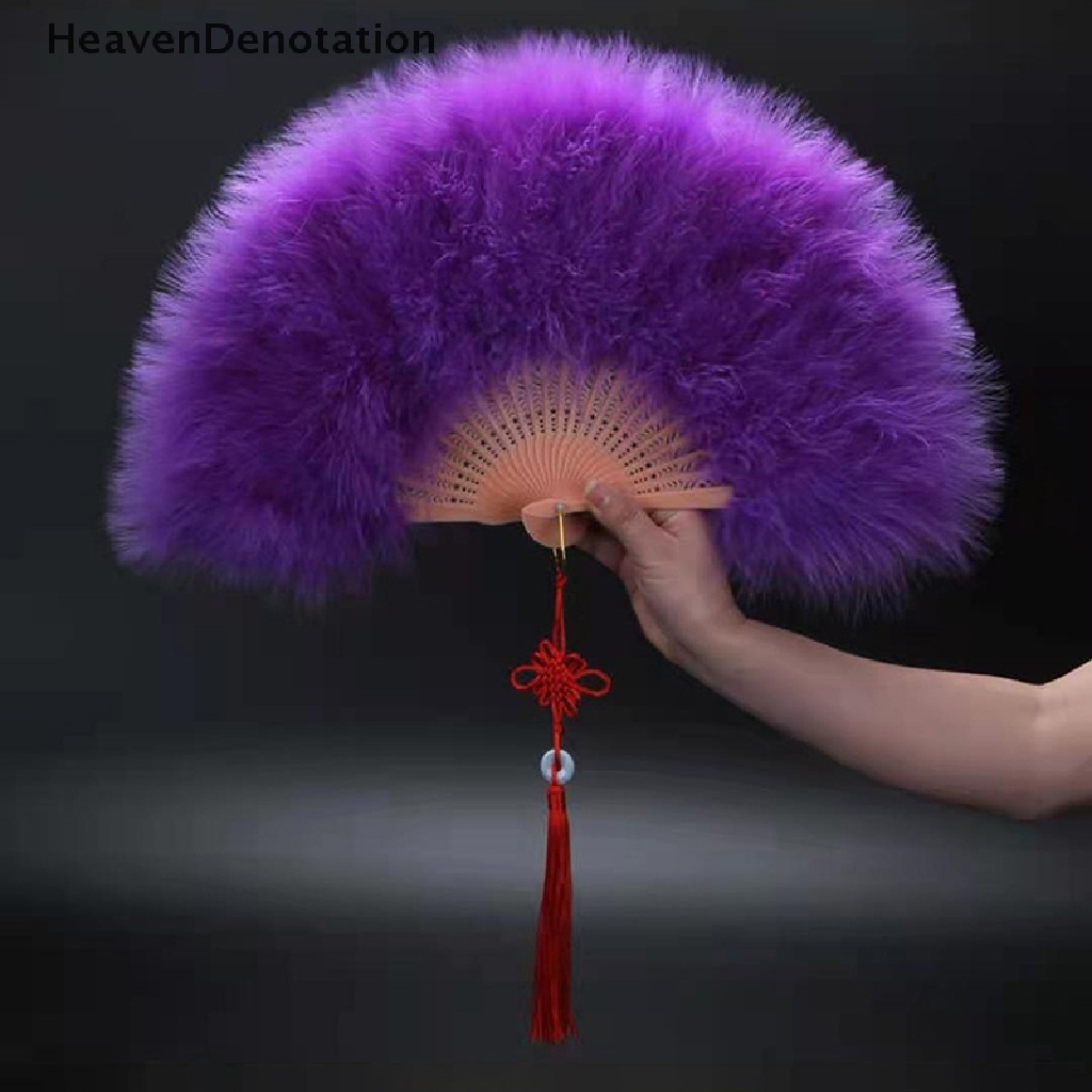 [HeavenDenotation] Kipas Lipat Bulu Gadis Peri Manis Jepang Gothic Court Dance Hand Fan HDV