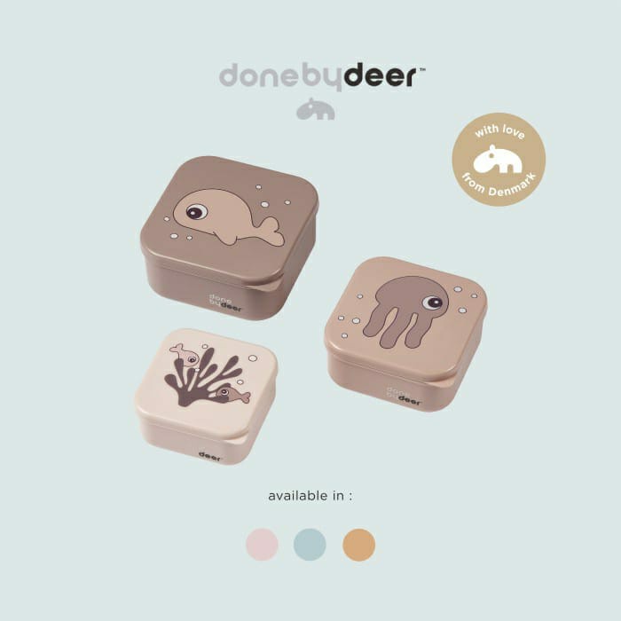 Done By Deer Snack Box Set 3 Pcs Sea Friends - Tempat Makan Anak