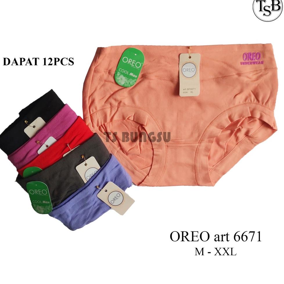 RECOMENDED (6 Pcs) Celana Dalam Oreo Art 6671 CD Wanita Polos Warna Warni L XXL Lusin