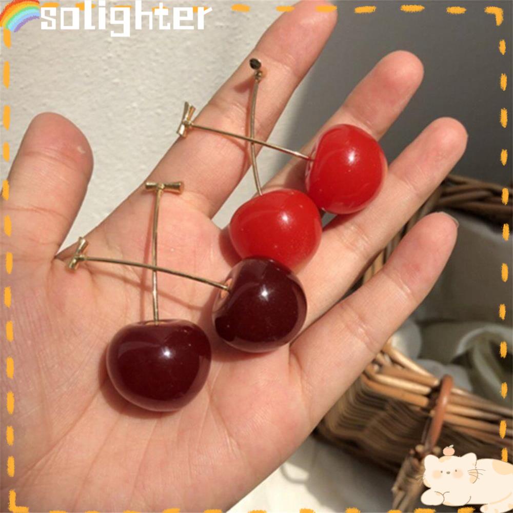 Solighter Cherry Earrings Perhiasan Musim Panas Pesta Baru