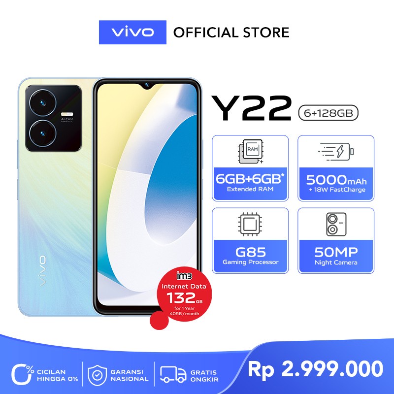 vivo Y22 (6/128) - Helio G85, 50MP Camera, Splash Waterproof