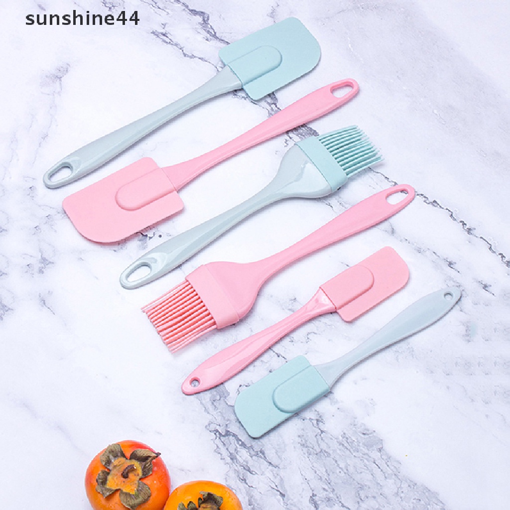 Sunshine 3Pcs/Set Silikon Scraper Baking Tools DIY Kue Butter Cream Spatula Kuas Minyak ID