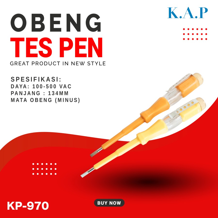 Obeng Min/Screwdriver Tespen/Test Pen KAP-970 Voltage Tester AC