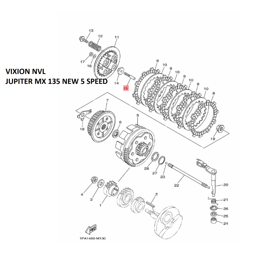 BAUT STELAN STUT STOTH KOPLING JUPITER MX 135 NEW NJMX VIXION NVL R15 V2 V3 MT15 XSR VIXION R WR 155 ORIGINAL YGP 3C1-E6356-10