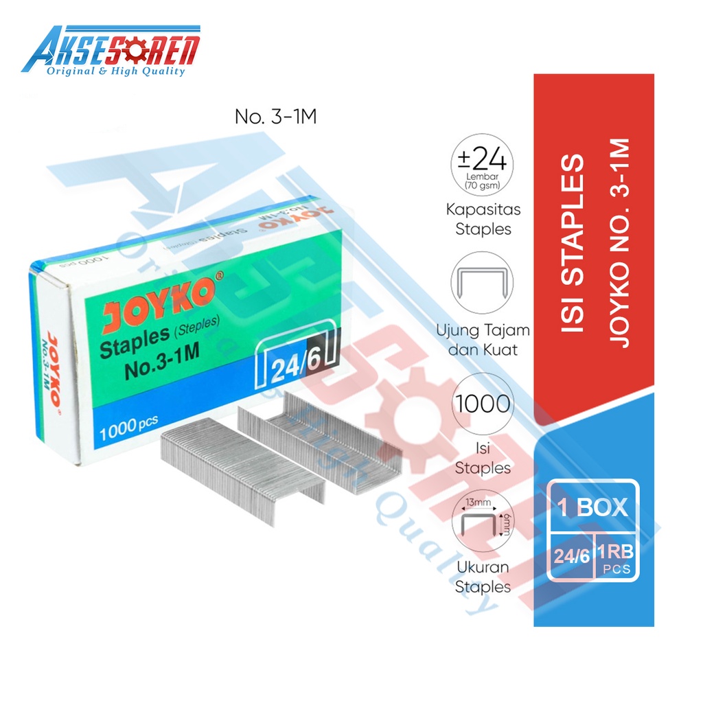 

Isi Refill Staples Joyko [No. 3-1M] / Stapler / Cekrekan / Hekter Silver [24/6]