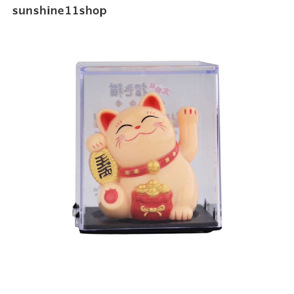 Sho Lucky Cat Dekorasi Mini Solar Melambai Otomatis Lucky Cat Hiasan Mobil Kue Baking Patung Patung Ornamen Desktop Rumah N