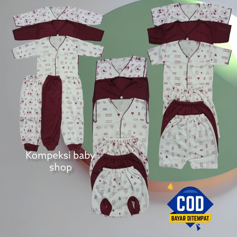 18 pis baju dan celana bayi seri maroon/ set perlengkapan bayi