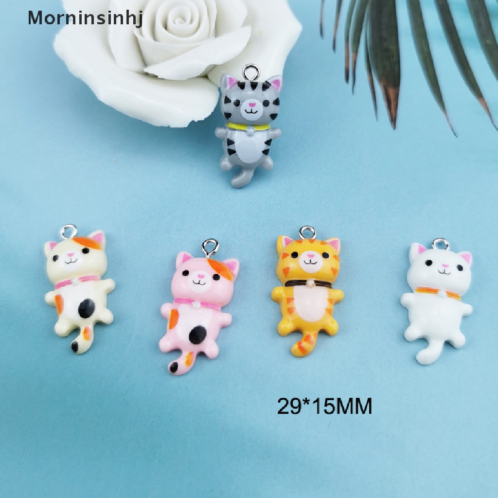 Mornin 10Pcs Resin Kucing Hewan Lucu Ch Liontin DIY Membuat Anting Perhiasan Craft id