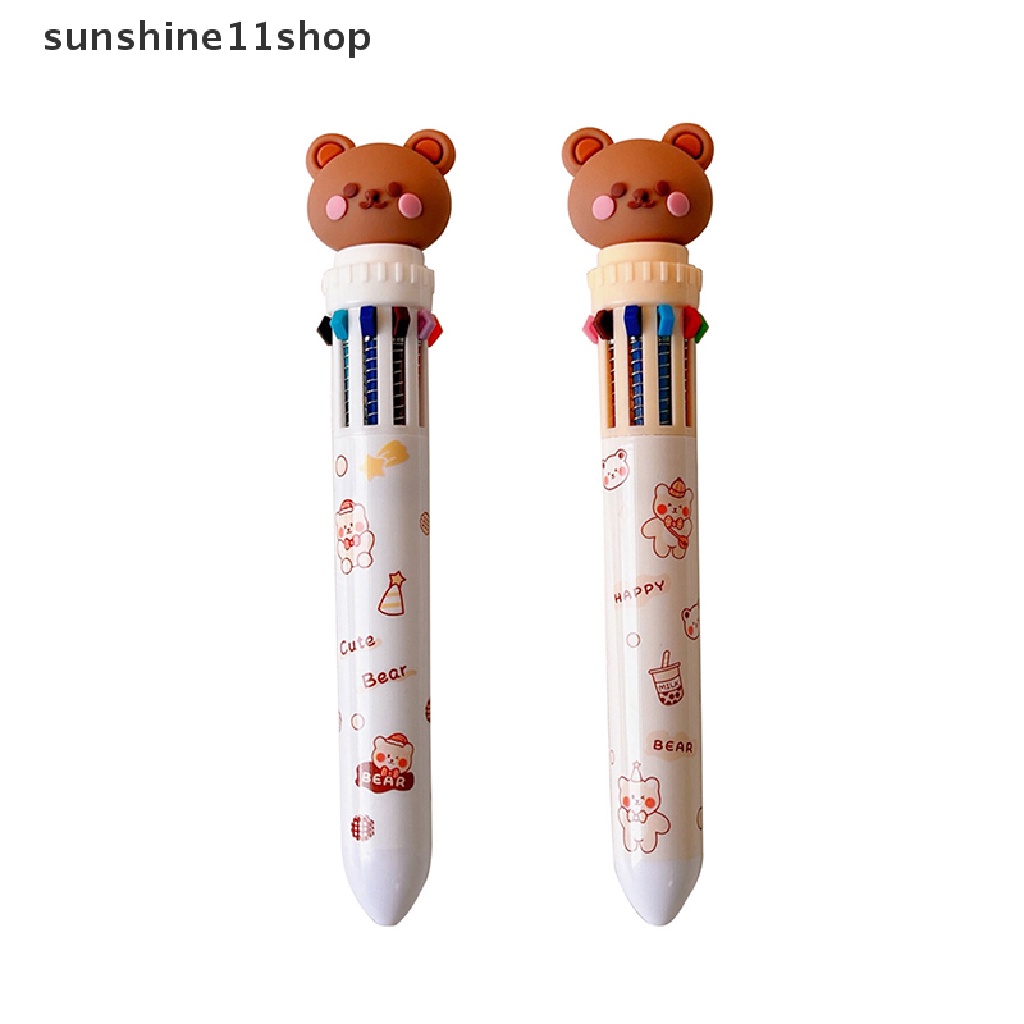 Sho Kawaii Bear Kartun Silikon 10warna Chunky Bolpoin Pulpen Sekolah Kantor Supply Hadiah Alat Tulis Papelaria Escolar N