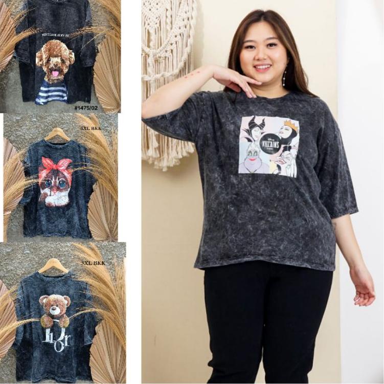Harga Termuraah import BKK lengan 7/8 Ld120 XXXL KAOS COMBED katun lucu Cewek tee bsize jumbo oversi