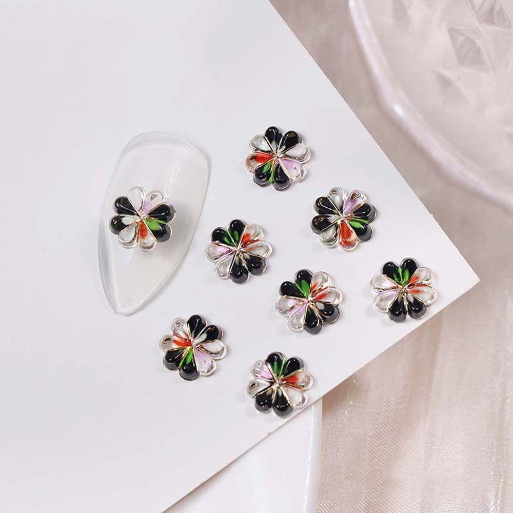 Agustina Clover Hiasan Kuku Wanita Korea Nail Art Perhiasan Gradien Clover Nail Art Rantai Hiasan Kuku