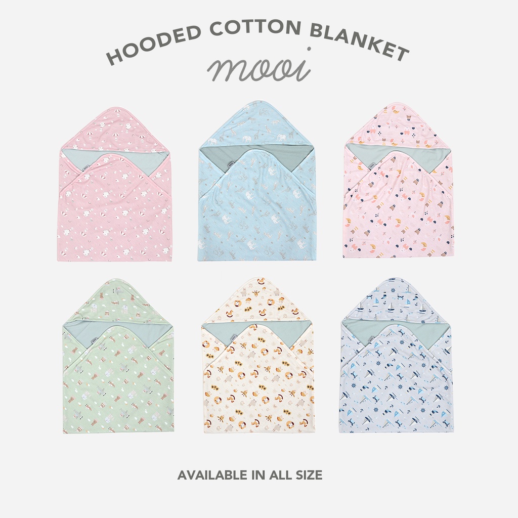 Mooi Hooded Cotton Blanket Selimut Topi Bayi