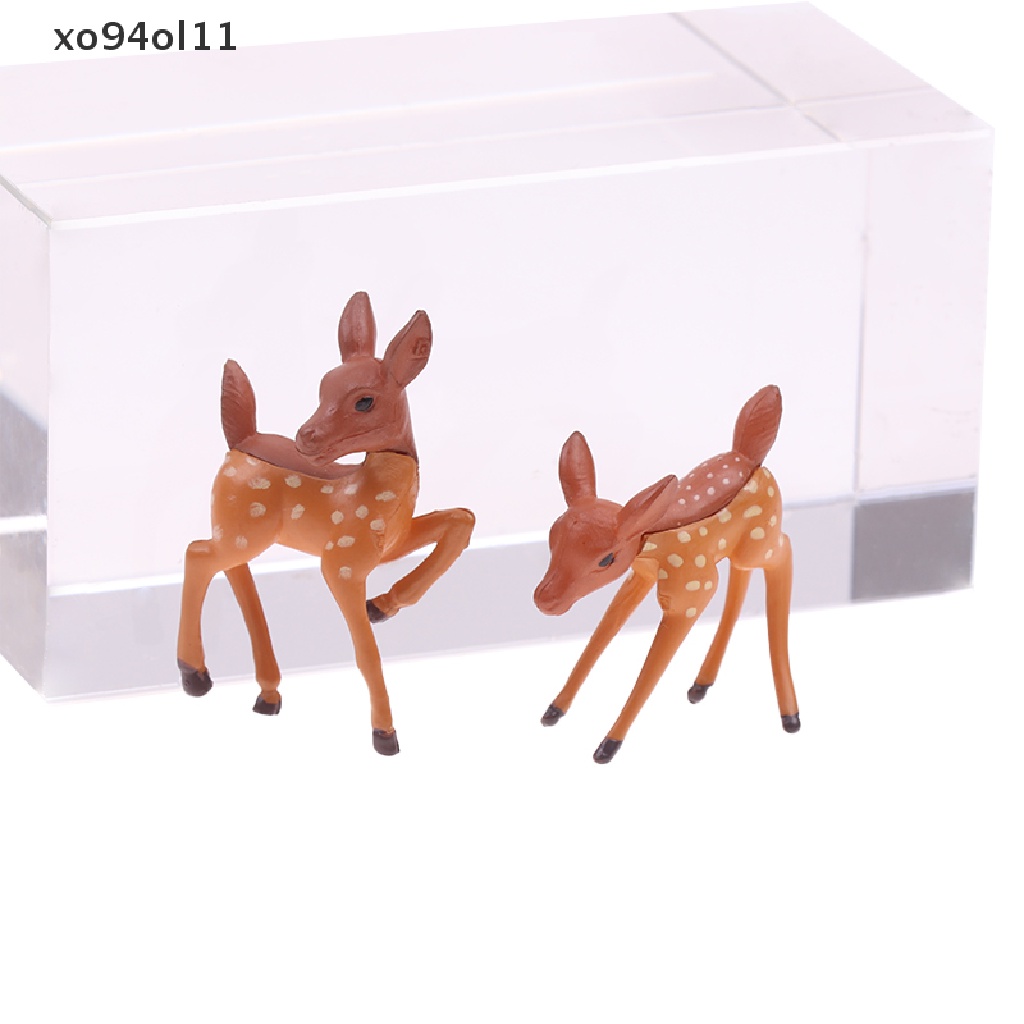 Xo 2Pcs/Set Patung Miniatur Taman Peri Rusa Sika Mini Buatan OL