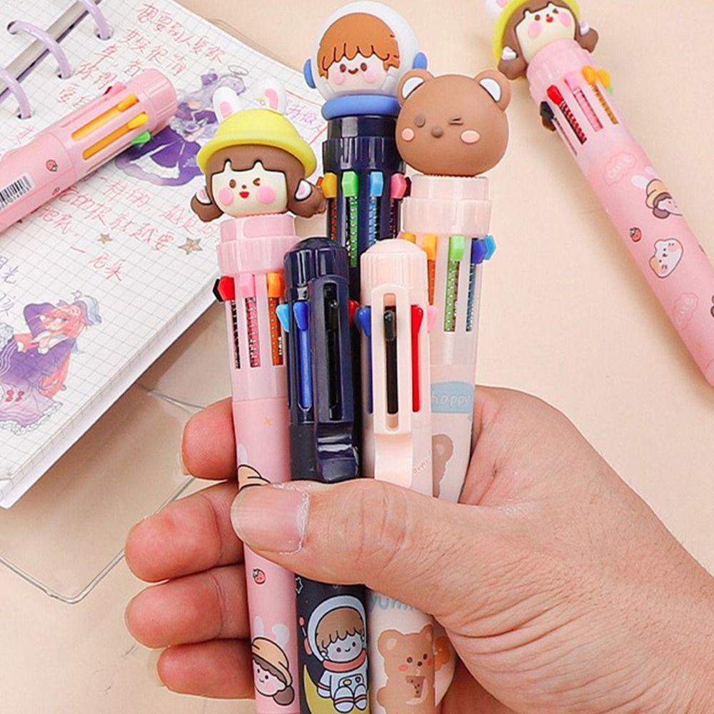 [Elegan] 8per10warna-warni Pulpen Lucu Kartun Sekolah Alat Kantor Tahan Lama Multifungsi Pena Gambar Tulisan 0.5mm