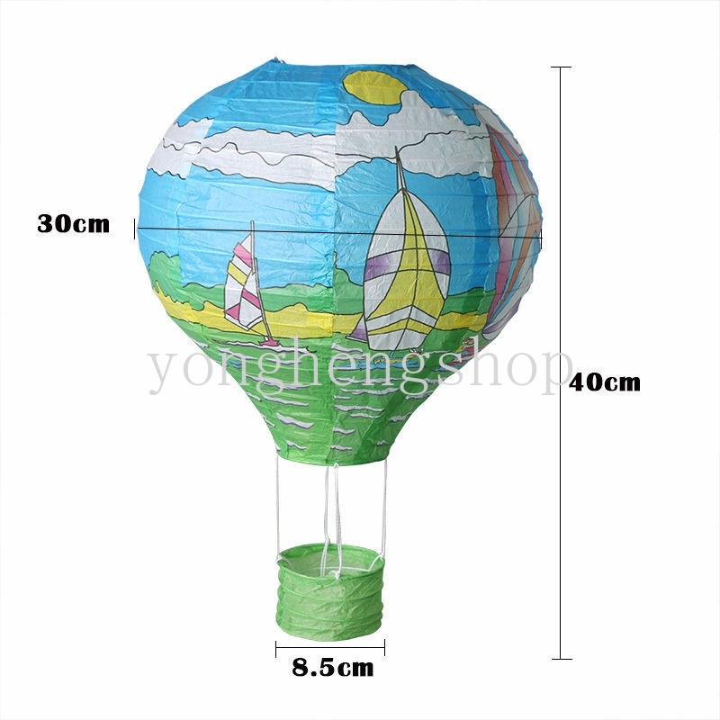 Lampion Kertas Bentuk Balon Udara Warna Pelangi Ukuran 12 Inch Untuk Dekorasi Pesta Pernikahan