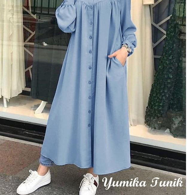 ♦ Kemeja Tunik JUMBO Panjang YUMIKA XL, XXL, 3XL Katun Chembre Good Quality ☻