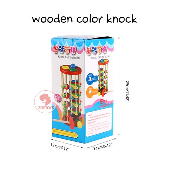 Zoetoys Wooden Color Knock | Knock Ball Ladder Mainan Sensori Menara Pukul Bola Palu | Mainan Edukasi Anak