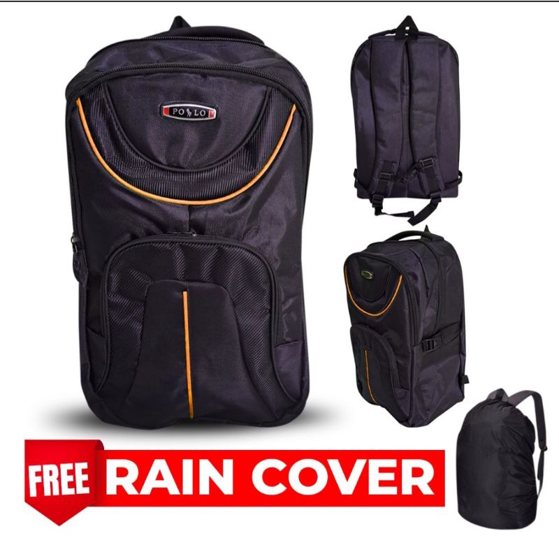 Tas Ransel Polo Pria Wanita Sekolah Kerja Laptop SMP SMA KULIAH Free Rain Cover