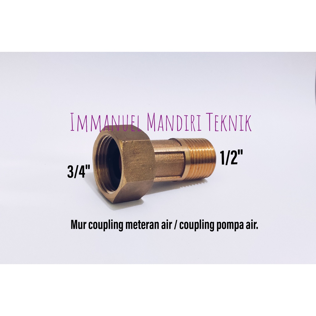Coupling meteran air 3/4 x 1/2 / Mur coupling pompa air 3/4 x 1/2
