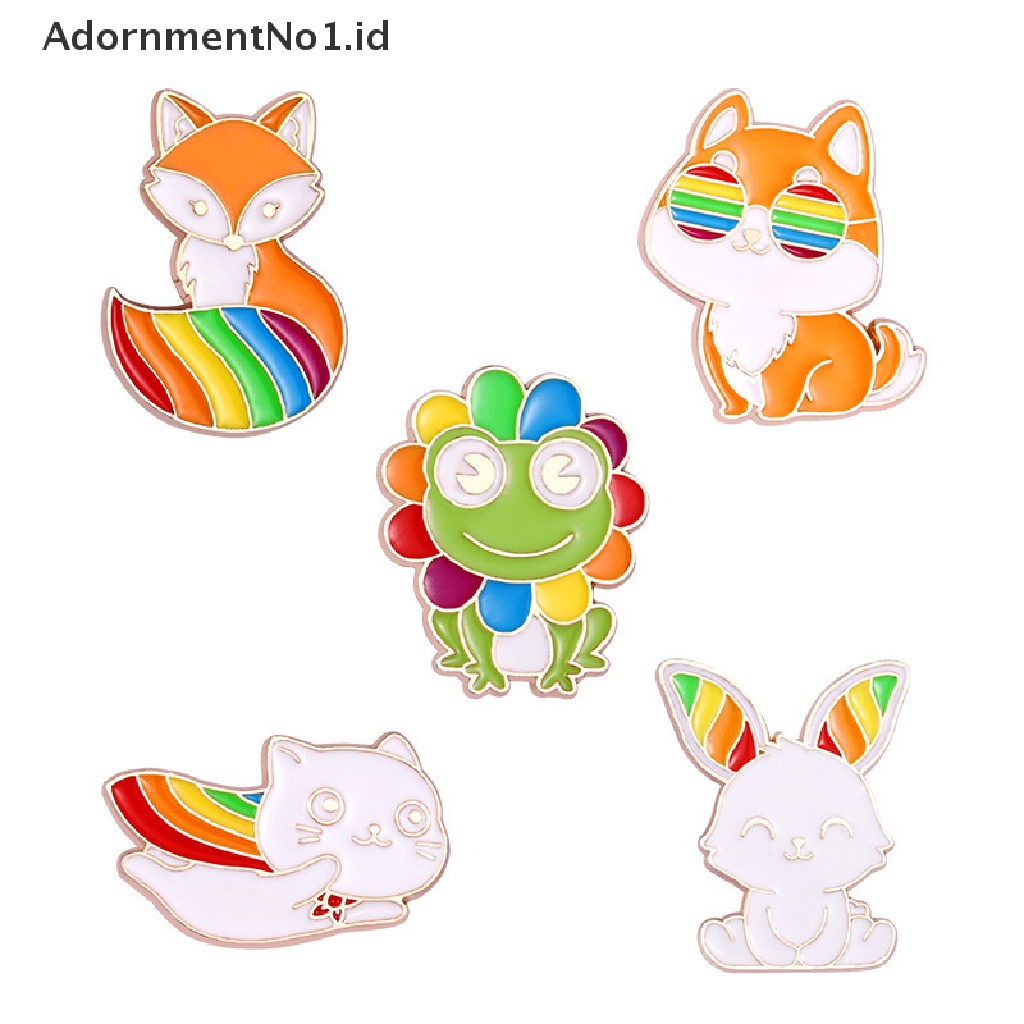 [AdornmentNo1] Hujan Hewan Lucu Enamel Pin Anjing Rubah Kucing Kelinci Kodok Bros Kerah Lencana Ransel Karton Lencana Hadiah Perhiasan Hadiah [ID]