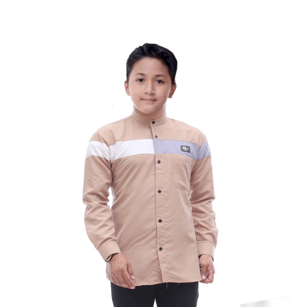 Baju Koko anak Lengan Panjang remaja SD SMP kombinasi batik Qnang