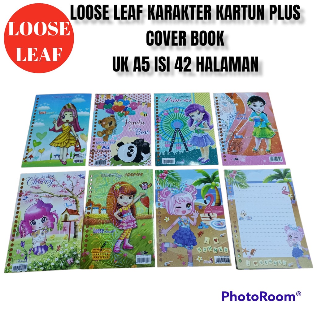 

LOOSE LEAF / ISI MAP BINDER/ ISI FILE/ KARAKTER KARTUN UK A5 DENGAN COVER GLITTER & HOLOGRAM