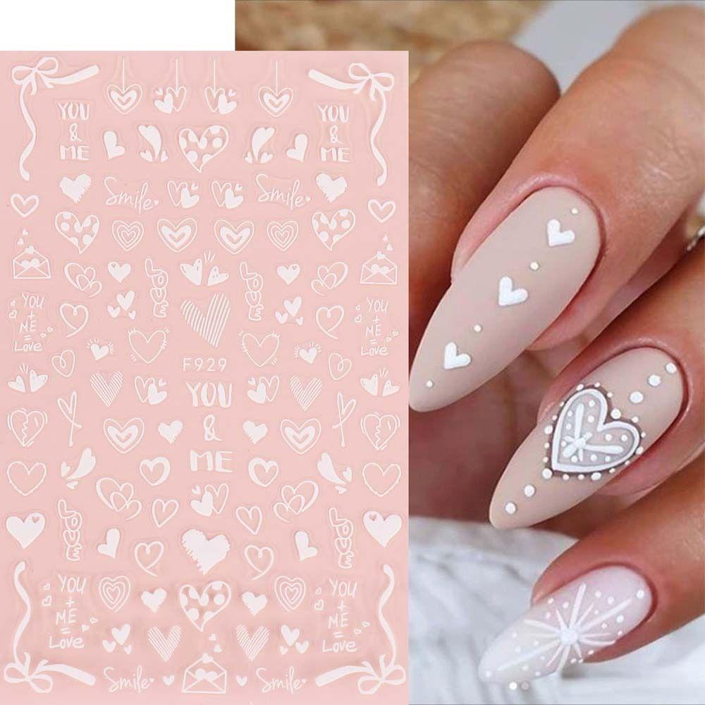 MXBEAUTY Stiker Kuku Hati Sweet Self Adhesive Ikatan Simpul Kaktus Hari Valentine Nail Art Nail Art Dekorasi