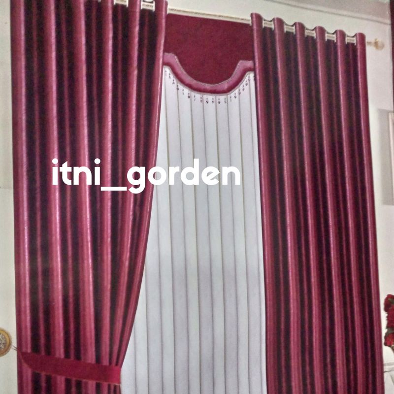 Custom Gorden Minimalis Model Smokring Maroon order kak Selvi Tanjung Pinang