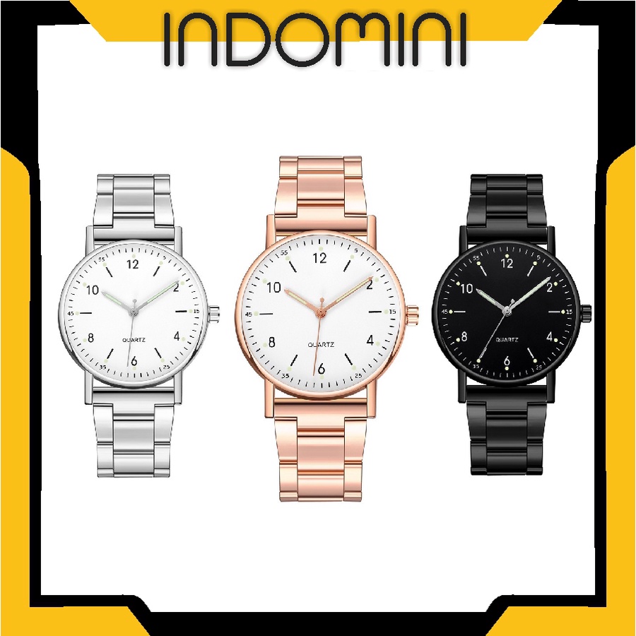 INDOMINI Jam Tangan Analog Strap Stainless Steel Casual Quartz Unisex Fashion Watch Analog Import JT056