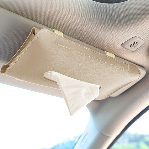 Tempat Tisu Mobil Jepit Gantung Sun Visor Kulit Polos Tissue Organizer Box Masker Gantung Selip Sunvisor sunshade HOLDER