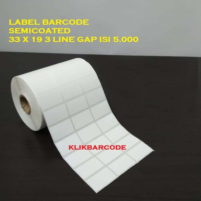 

MURAH LABEL BARCODE 33 X 19 3 LINE Isi : 5000pcs KERTAS STICKER LABEL SEMICOATED 33 x 19MM - Putih Face Out MURAH