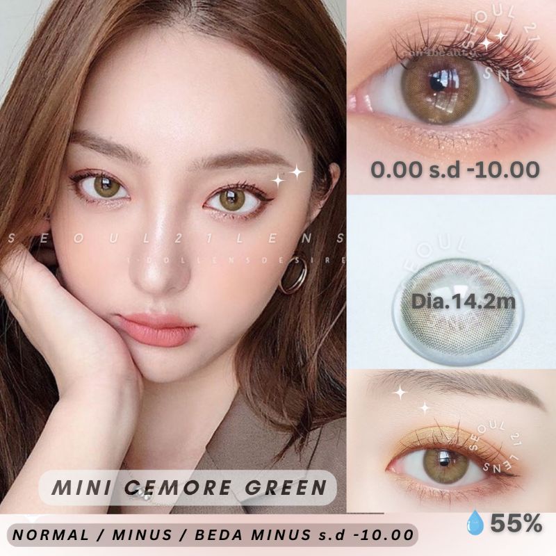 SOFTLENS MINI CEMORE GREEN NORMAL MINUS s.d -10.00 Soflen Original Made in Korea Kitty kawaii