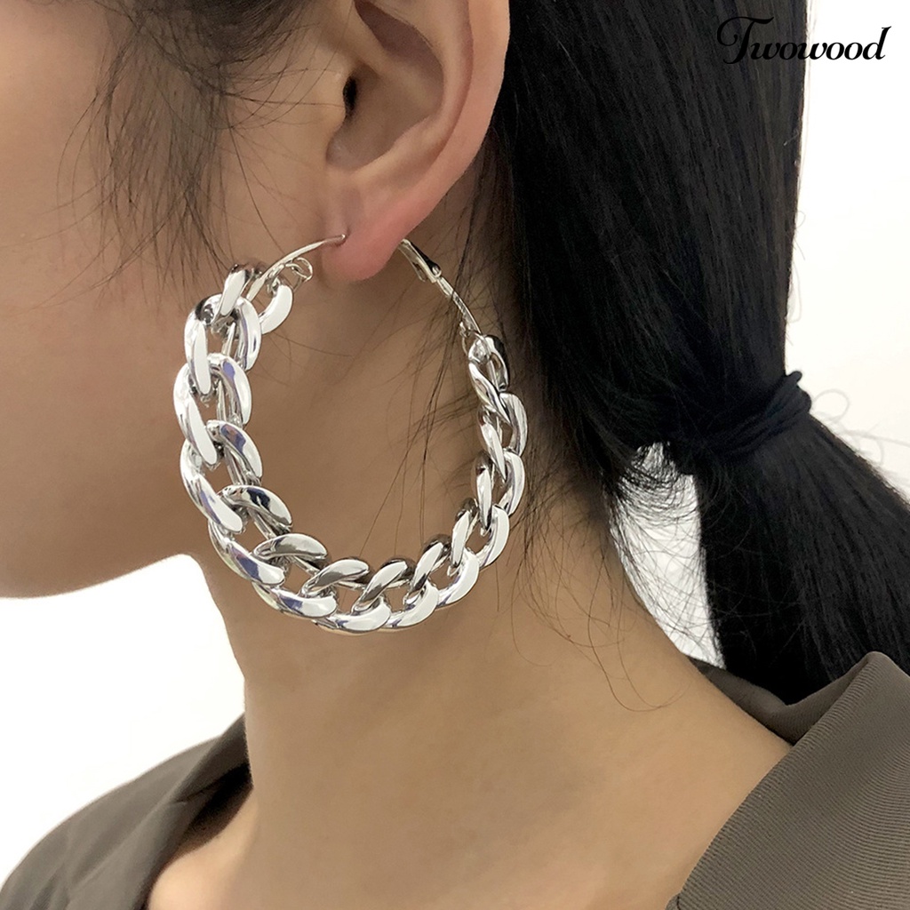 Twowood 1pasang Anting Hoop Warna Vibrant Tidak Iritasi Sangat Ramah Terhadap Kulit Tahan Luntur Hias CCB Wanita Anting Tindik Berlebihan Perhiasan Hadiah Untuk Gadis