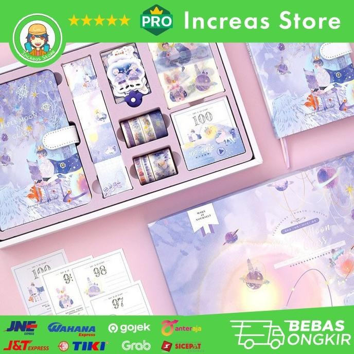 

Terlaris Best Paket Diary Set Journal Notebook, Washi Tape, Sticker, & Calendar