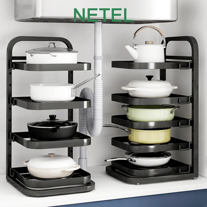 Rak Dapur Netel Rak Bawah Wastafel Rak Dapur Penyimpanan Serbaguna Rak Panci