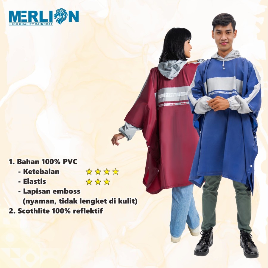 JOPE UMBRELLA - Jas Hujan Merlion Ponco Lengan List Depan Belakang Tipe Atlas 318