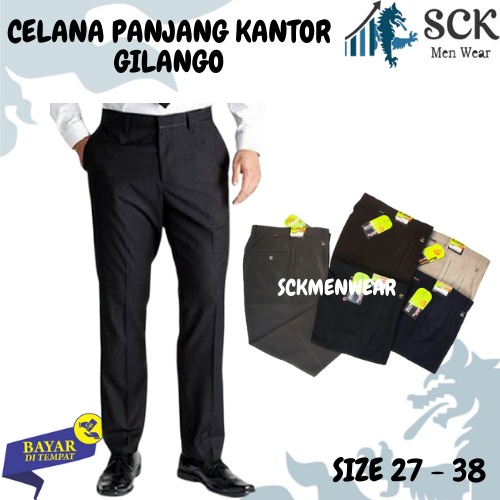 Celana Panjang Basic Pria GILANGO Formal Kerja Kantor Katun ukuran 27-38 - sck