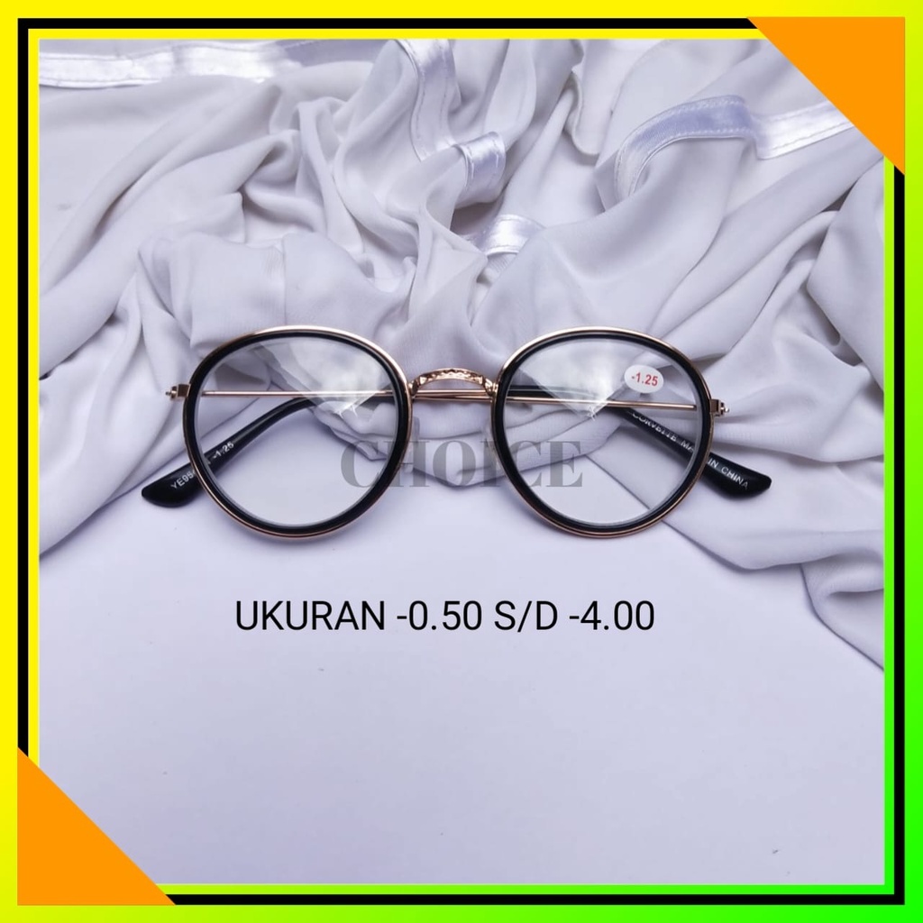 NEW KACAMATA MINUS PRIA WANITA FRAME BULAT FASHION LENSA MINUS 0.50 S/D 4.00