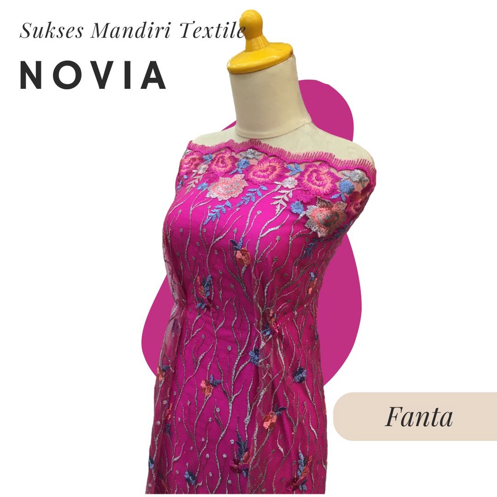 [NOVIA] Tile Brokat bunga two tone gradasi mewah bunga timbul bunga salur Warna Fanta, Harga per 1/2