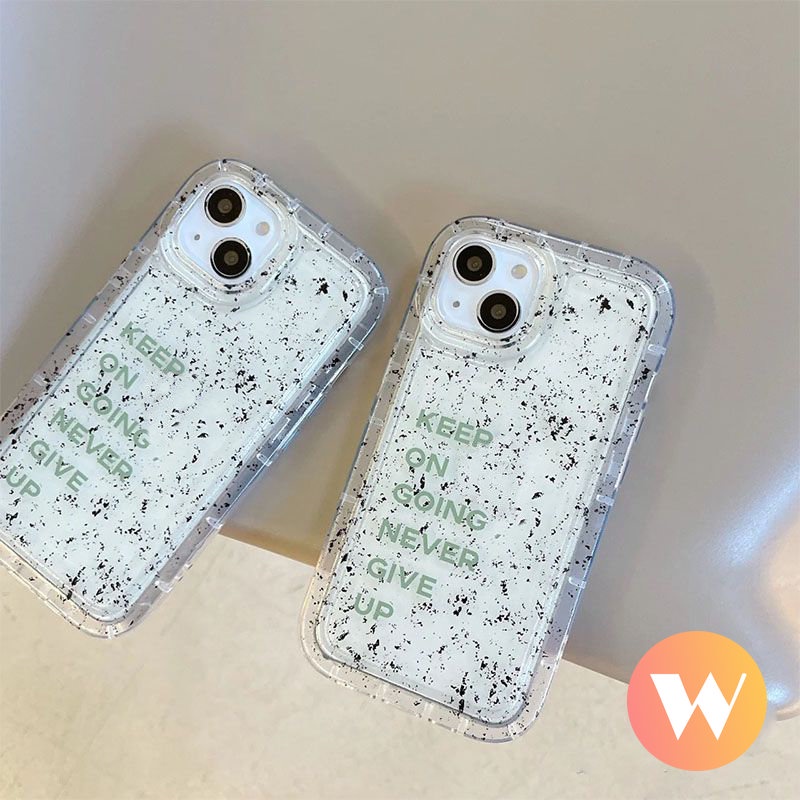 IPHONE Art Speckle Ink Pattern Clear Case Kompatibel Untuk Iphone11 7Plus XR X XS Max7 8 6s 6plus11 13 12 14 Pro Max Transparan Huruf Sederhana Lembut Shockproof Airbag Cover