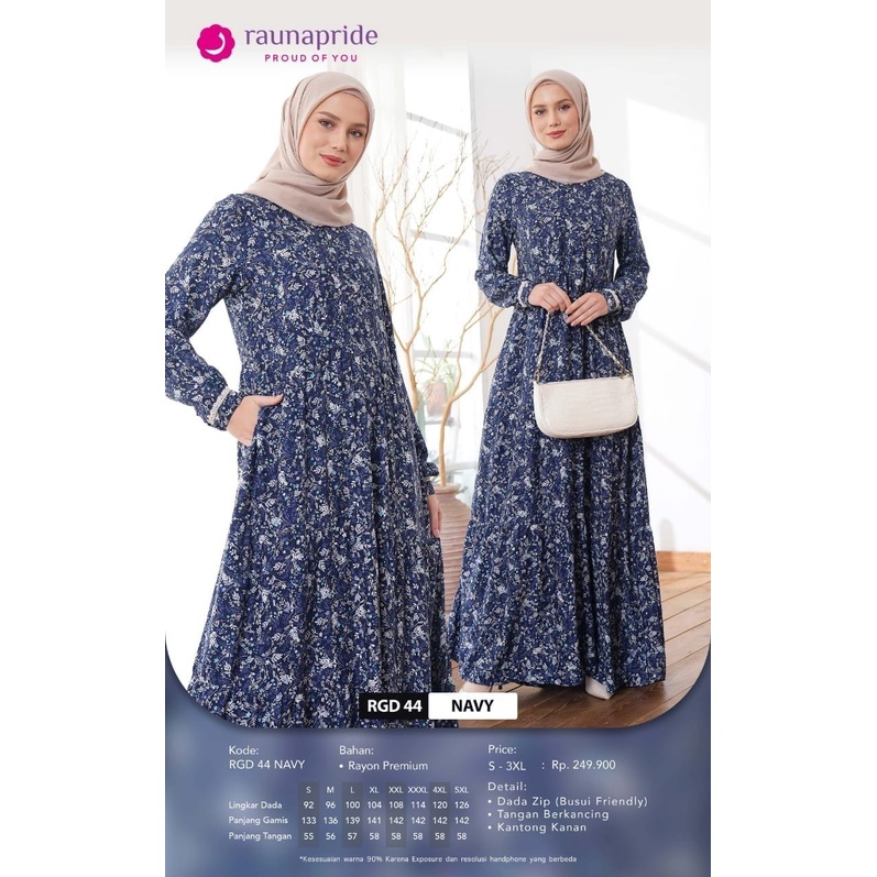 Rauna RGD 44 - Gamis Terbaru 2022 - Gamis Motif Kekinian