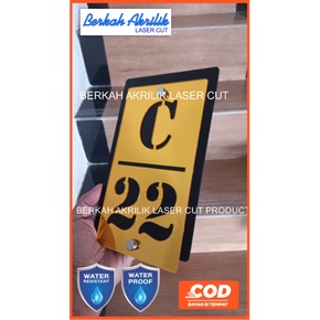 Papan Nomor Rumah Akrilik BLACK GOLD SILVER laser cutting + free pen stainless