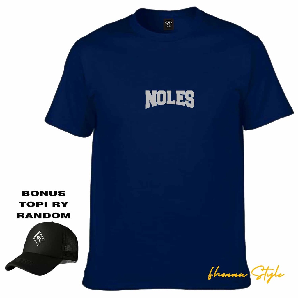 Fonna Rizki - Kaos Pria - Lengan Pendek Noles Silver + Topi - Tshirt Distro premiun