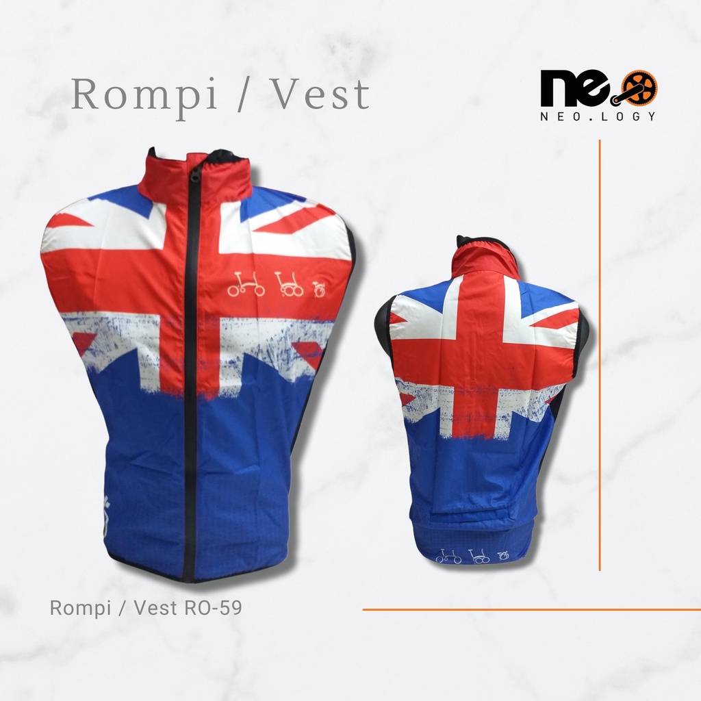 Rompi Sepeda Lipat Unisex Windbreaker USA - Vest( England WindBreaker )